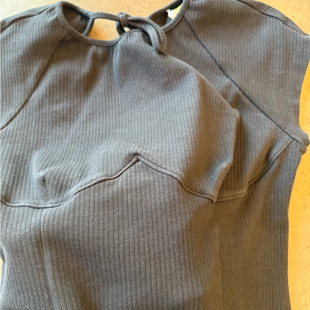 Anthropologie Corset knit top with open back. Black. - Picture 4 of 7